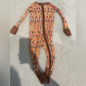 Little Sleepies Peach & Brown Autumn Patterned One-Piece Pajamas